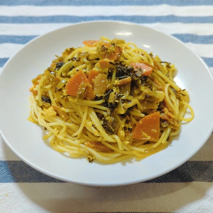 高菜と炒り卵のパスタ